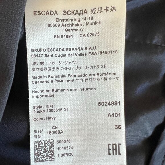 Escada Tusko Deep Sea Slim Tapered Pant Navy - Picture 8 of 9